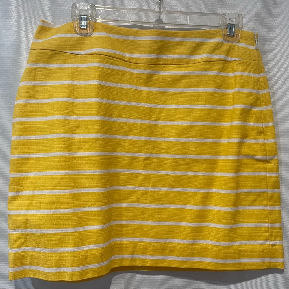 Banana Republic Yellow and White Striped Pencil Skirt